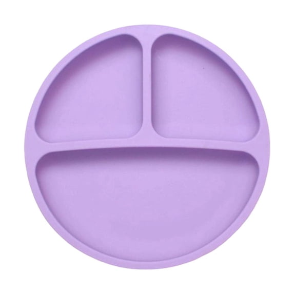Leodye 1PCS 3-Compartment Suction Plate , Divided Portion Layout, Microwave Dishwasher Safe Plate for Picky Eater -7.67*7.67in