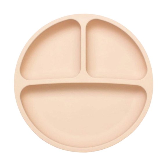 Leodye 1PCS 3-Compartment Suction Plate , Divided Portion Layout, Microwave Dishwasher Safe Plate for Picky Eater -7.67*7.67in