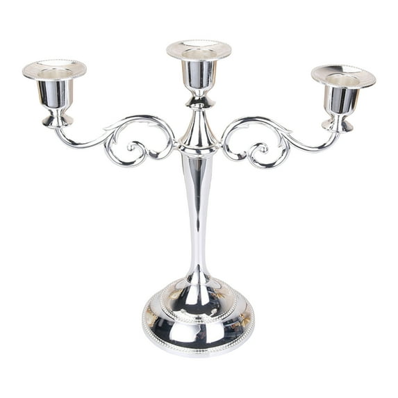 Leodye 1PCS 3-headed European Candlestick - Vintage Romantic Design, Decorative for Weddings, Dinners & Home -10.6*10.2IN