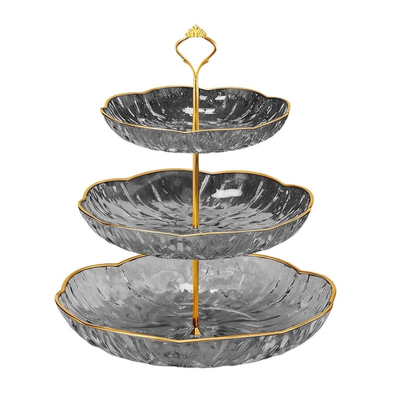 Leodye 1PCS 3-layer Fruit Plate Exquisite Multi-tiered Home Living Room Coffee Table Candy Snack Serving Tray -9.45*9.45*14.17in