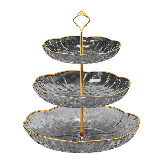Leodye 1PCS 3-layer Fruit Plate Exquisite Multi-tiered Home Living Room Coffee Table Candy Snack Serving Tray -9.45*9.45*14.17in