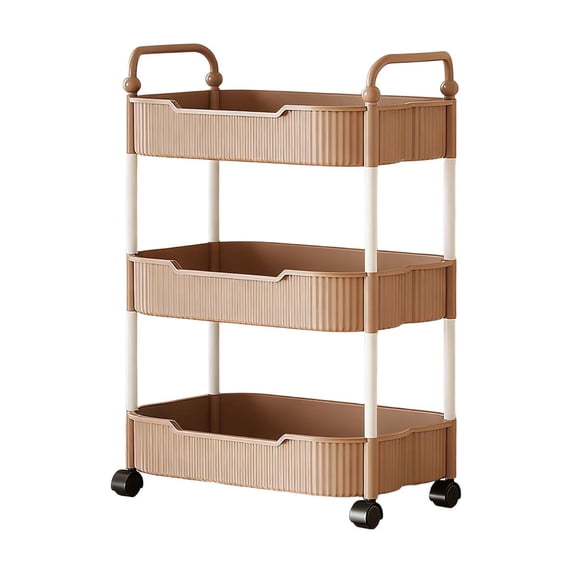 Leodye 1PCS 3-layer Kitchen Storage Cart with Armrests Mobile Design Bathroom Toilet Kitchen Toiletries Sundries Organizer Rack -27.17x13.78x8.66in