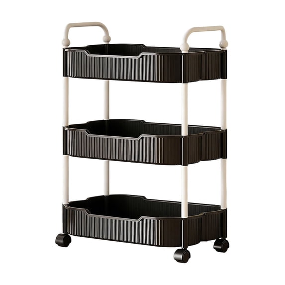 Leodye 1PCS 3-layer Kitchen Storage Cart with Armrests Mobile Design Bathroom Toilet Kitchen Toiletries Sundries Organizer Rack -27.17x13.78x8.66in