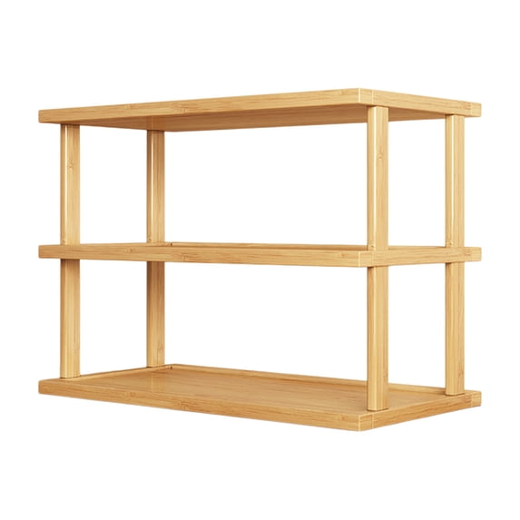 Leodye 1PCS 3-tier Bamboo Wooden Storage Shelf Multi-functional Sturdy Living Room office Book Shoe Display Storage Rack -18.9x14.57x9.45in