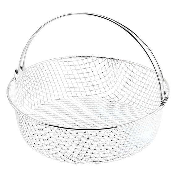 Leodye 1PCS 304 Stainless Steel Air Fryer Basket Double Ear Handle Round Mesh Steamer Grill Steam Rack Dehydration and Filter Basket for Kitchen Cooking and Frying -8.26*6.29IN