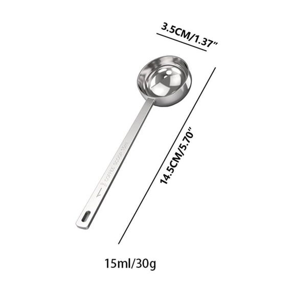 Leodye 1PCS 304 Stainless Steel Measuring Spoon - 15/30ml Long Handle Spoon for Coffee, Seasoning & Milk Powder