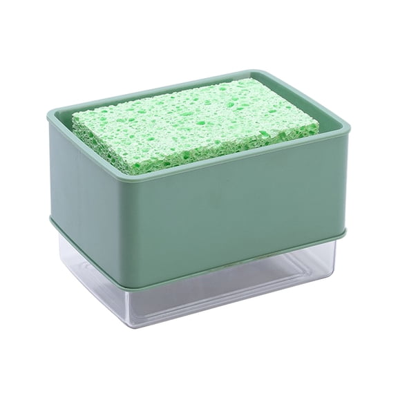 Leodye 1PCS 350ml 2-in-1 Kitchen Soap Dispenser - Built-in Sponge Rack, Sink-side Cleaning Tool -5.35x3.93x3.54in