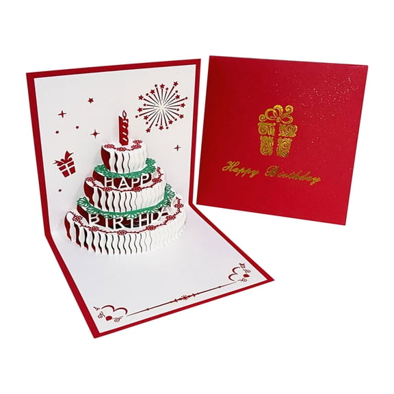 Leodye 1PCS 3D Birthday Cake Commemorative Card Custom Photo Special Gift-giving Personalized Birthday Card -5.91 × 5.91 × 0.79 in