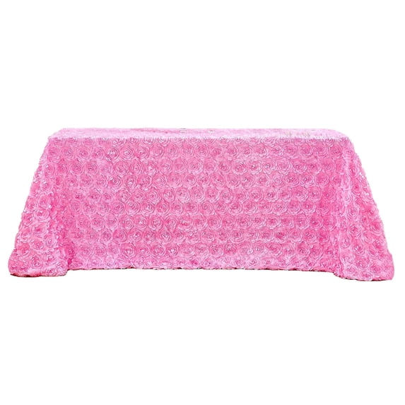 Leodye 1PCS 3D Rose Print Round Tablecloth Elegant Valentine's Day Decor Hotel Wedding Cake Table Reception Dining Table Cover -47.24*47.24IN