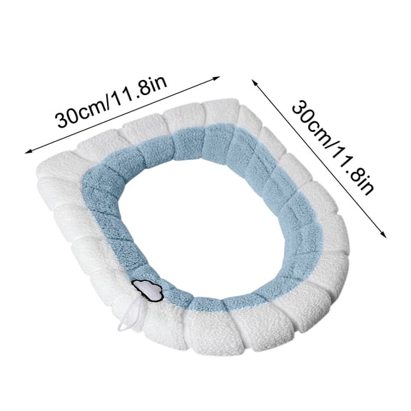 Leodye 1PCS 4-Season Knitted Toilet Seat Cover - Thickened with Handle, Washable Set