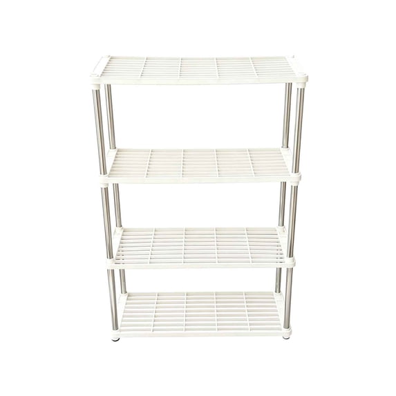 Leodye 1PCS 4 Tier Storage Shelf, Free‑Standing Organizer Rack for office, Kitchen and Bathroom Household Supplies Storage -15.7*11.8*31.9IN
