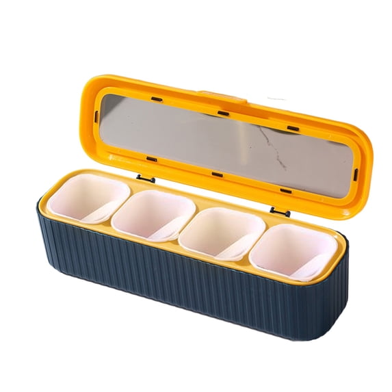 Leodye 1PCS 4-compartment Spice Jar Set - Kitchen Seasoning Organizer, Pepper Shaker/Condiment Storage Combination -11.02x 3.14x3.14in