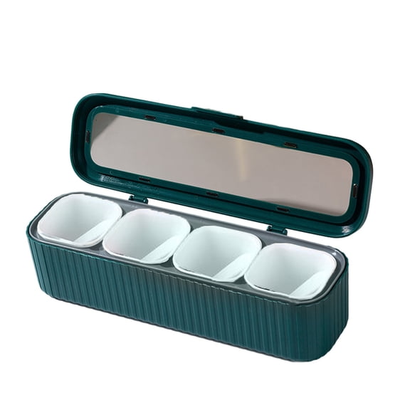 Leodye 1PCS 4-compartment Spice Jar Set - Kitchen Seasoning Organizer, Pepper Shaker/Condiment Storage Combination -11.02x 3.14x3.14in