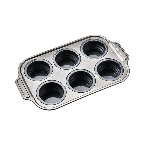 Leodye 1PCS 6-Cavity Continuous Cake Mold, Non-Stick Baking Pan Easy to Demold, Durable Oven Baking Tool for Homemade Cakes, Muffins and Desserts -12.20 * 7.32 in