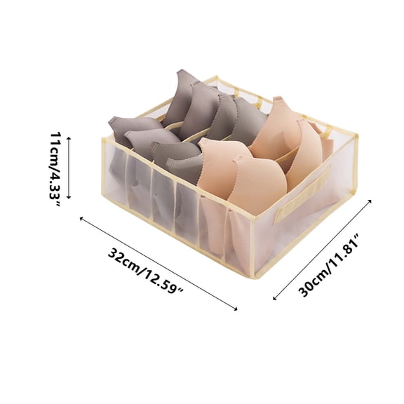 Leodye 1PCS 6 Compartment Underwear Storage Box Divided Organizer for Socks Bra and Panties -12.60 × 4.33 × 11.81 IN