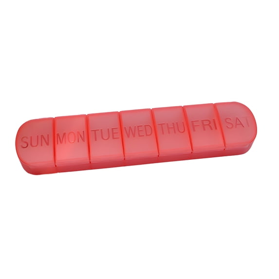 Leodye 1PCS 7-grid Weekly Pill Storage Box, Independent Lid Long Strip Divided Case for Daily Item Classification -8.62*2.09*0.91in