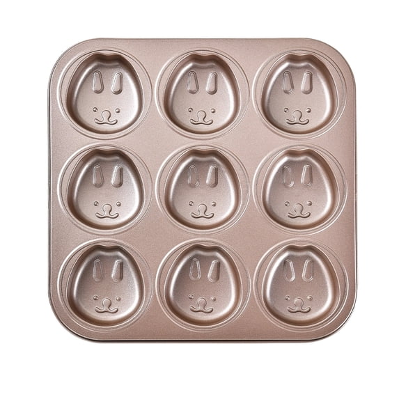 Leodye 1PCS 9-Grid Carbon Steel Baking Set, Non-stick Thickened Tray, Multi-shaped Bakeware for Oven Cake Making and Baking -10.63x10.63x0.86 in