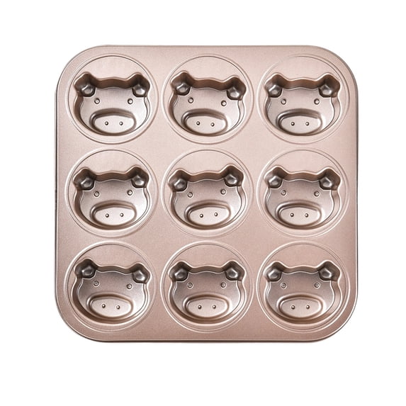 Leodye 1PCS 9-Grid Carbon Steel Baking Set, Non-stick Thickened Tray, Multi-shaped Bakeware for Oven Cake Making and Baking -10.63x10.63x0.86 in