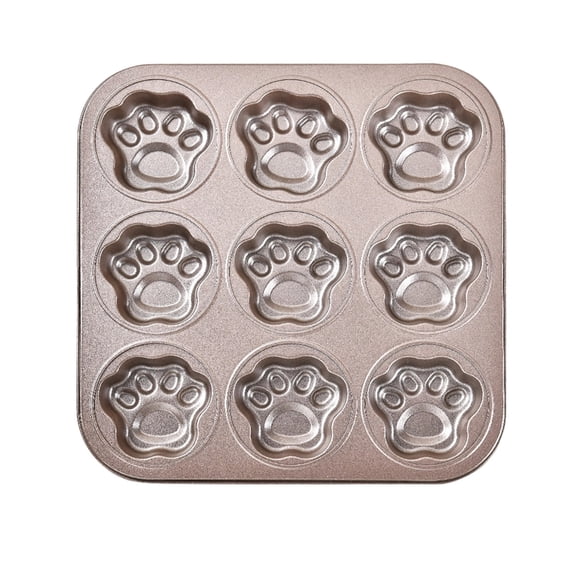 Leodye 1PCS 9-Grid Carbon Steel Baking Set, Non-stick Thickened Tray, Multi-shaped Bakeware for Oven Cake Making and Baking -10.63x10.63x0.86 in