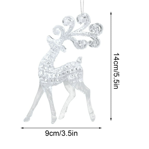 Leodye 1PCS Acrylic Reindeer Ornaments for Christmas Tree Crystal Nutcracker Dancing Hanging Figurine Ornament Decorative Deer Ornaments for Home Xmas Tree