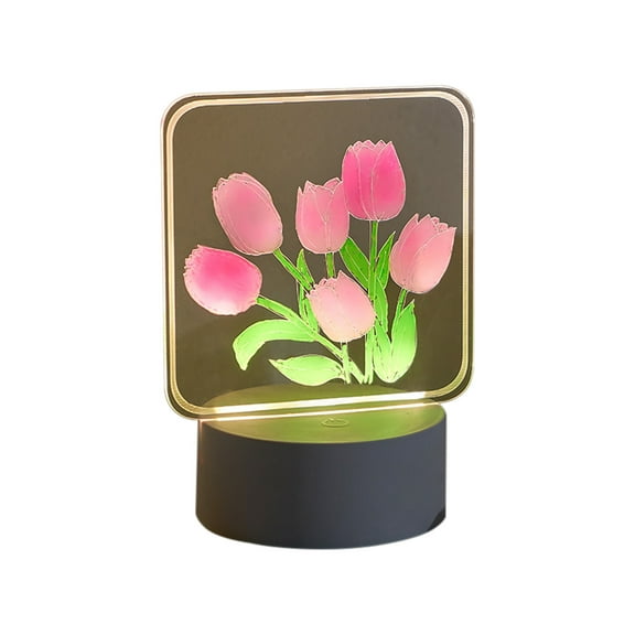 Leodye 1PCS Acrylic Transparent Erasable Message Board - Decorative Night Light Gift for Kids & Girlfriend -6.1x4.72in