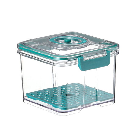 Leodye 1PCS Airtight Vacuum Food Storage Container - Transparent with Timer Lock, Freezable & Water-draining -6.1*6.7*4.7IN