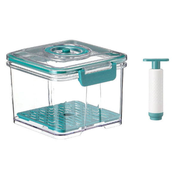 Leodye 1PCS Airtight Vacuum Food Storage Container - Transparent with Timer Lock, Freezable & Water-draining -6.1*6.7*4.7IN