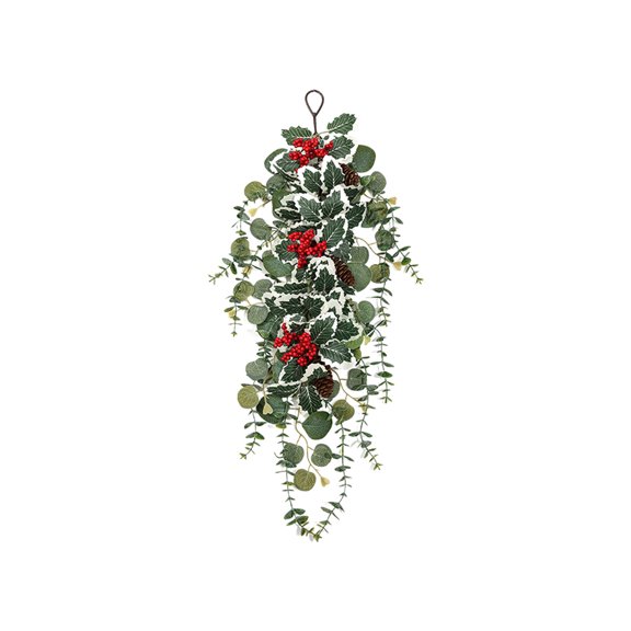 Leodye 1PCS Artificial Branch Wall Hanging Trim, Simulation Pine Needle Border for Hotel Photo Background Christmas Decor -28.35*10.24IN