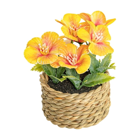 Leodye 1PCS Artificial Flower Potted Plant, Realistic Faux Floral Arrangement for Home Living Room Dining Table Bedroom office and Spring Summer Decor -4.72x4.72in