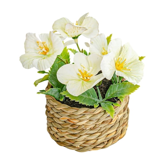 Leodye 1PCS Artificial Flower Potted Plant, Realistic Faux Floral Arrangement for Home Living Room Dining Table Bedroom office and Spring Summer Decor -4.72x4.72in
