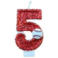 thumbnail image 1 of Leodye 1PCS Baseball Birthday Candle - Red Glitter Number, Cake/Cupcake Topper for Adults Party, 1 of 4