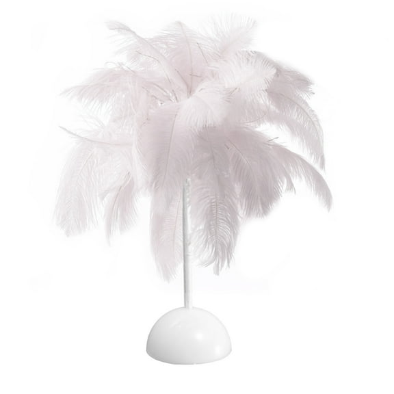 Leodye 1PCS Battery Operated Feather Table Lamp - LED Bedside Night Light for Bedroom, Wedding & Valentine’s Day Decor -9.84x3.74x3.74in