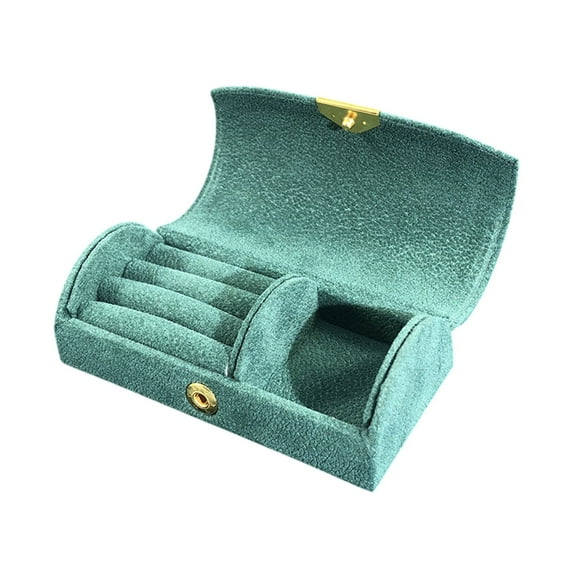 Leodye 1PCS Bead Velvet Arched Jewelry Storage Box Portable Design Fashion Travel Earring Necklace Jewelry Packaging Case -3.94x2.17x1.38 inches