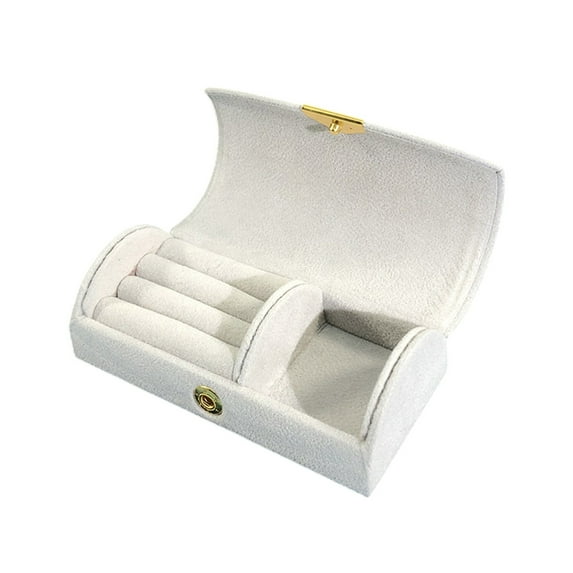 Leodye 1PCS Bead Velvet Arched Jewelry Storage Box Portable Design Fashion Travel Earring Necklace Jewelry Packaging Case -3.94x2.17x1.38 inches