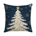 thumbnail image 1 of Leodye 1PCS Blue Christmas Linen Material Elks Snowflake Component Pillowcase 18x18 In Home Bedroom Decoration Sofa Cushion-17.72x17.72x0.08in, 1 of 6