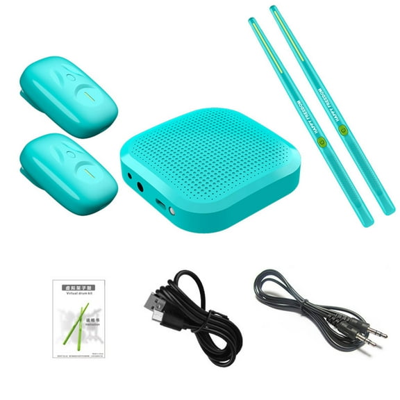 Leodye 1PCS Bluetooth Sensing Virtual Electronic Drum Set Sounds Drumsticks & Pedals Home Party Electric Drumsticks Set -Includes: 1* Audio Converter, 2* Stick, 2* Pedal