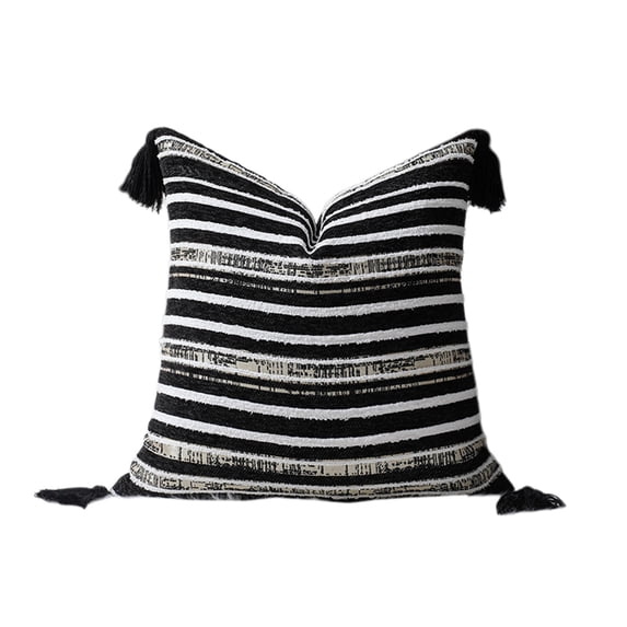 Leodye 1PCS Bohemian Rope Tassel Throw Pillow Cover Aesthetic Stylish Home Living Room Sofa Bed Decorative Pillow Case -17.72x17.72x3.54in