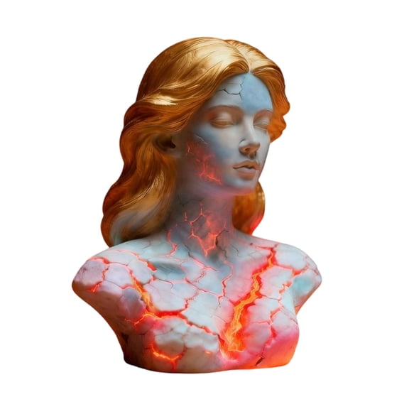 Leodye 1PCS Broken Soul Fiery Girl Resin Figurine Exquisite Design Living Room office Desk Decorative Ornament Accessory -7.87in