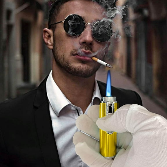 Leodye 1PCS Butane Torch Lighter, Metal All-in-One Tube Built-in Detachable Refillable Butane Torch Handheld Lighter