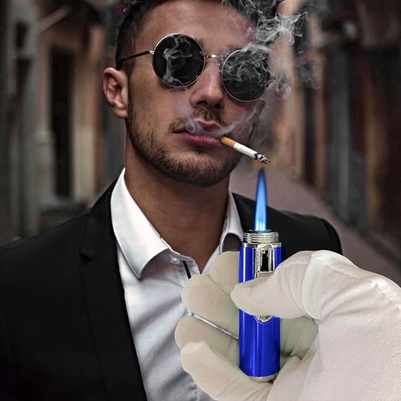 Leodye 1PCS Butane Torch Lighter, Metal All-in-One Tube Built-in Detachable Refillable Butane Torch Handheld Lighter