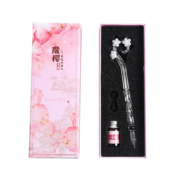 Leodye 1PCS Calligraphy Glass Dip Pen Ink Set - 5ml Ink Bottles, Creative Writing Tool Set