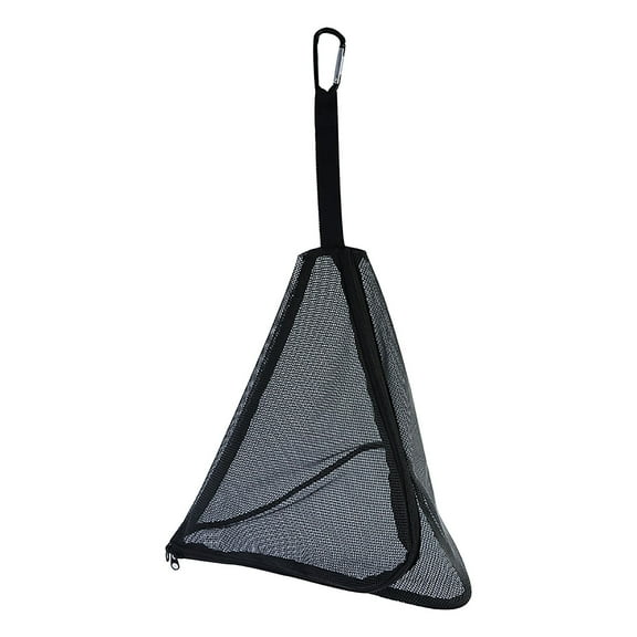 Leodye 1PCS Camping Organizer Mesh Hanging Basket Net, PVC Triangle Hanging Bag with Hook for Outdoor Picnic Tableware Dishes Food Fruit --12.6*13.8IN
