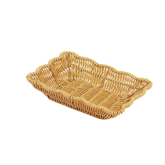 Leodye 1PCS Cane Woven Storage Basket Tray Handmade Decorative Home Tabletop Dried Fruit Snack Gift Storage Basket