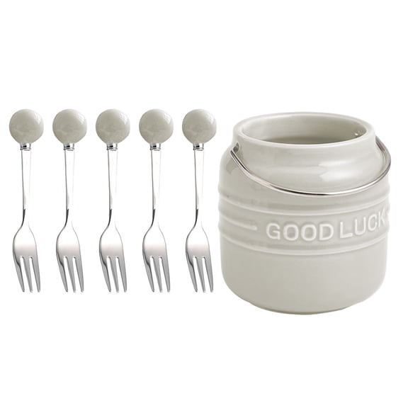 Leodye 1PCS Ceramic Fruit Jar Candy-colored Jar Safe Cute Home Dining Dessert Fruit Pick -2.36x3.07 in