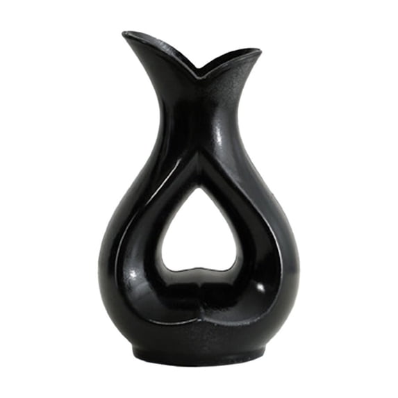 Leodye 1PCS Ceramic-look Plastic Vase Non-fragile Design Home Wedding Dining Table Bookshelf Decor Warm House Gift Accessory -3.4 * 3.1 * 5.5in