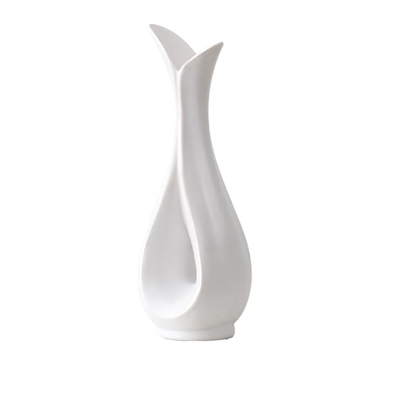 Leodye 1PCS Ceramic-look Plastic Vase Non-fragile Design Home Wedding Dining Table Bookshelf Decor Warm House Gift Accessory -3.5 * 3.1 * 8.3in