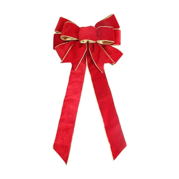 Leodye 1PCS Christmas Decorations Double Layer Velvet Bow Ornaments Christmas Home Decoration Products Stamped Bow Pendants-23.62x10.62x1.18in