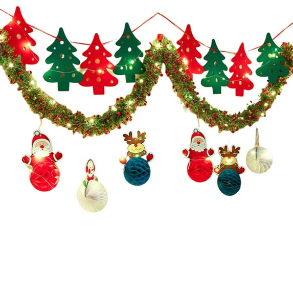 Leodye 1PCS Christmas Flag Decorations Glowing Ribbon Decorations Christmas Tree Ornaments and Decorative Decorations-78.7in