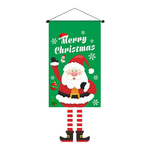 Leodye 1PCS Christmas Flag Hanging Cloth Winter Holiday Wall Decoration, Watercolor Buffalo Plaid Winter Holiday Yard Outdoor Decorative Flag-27.4x11.8x0.04in