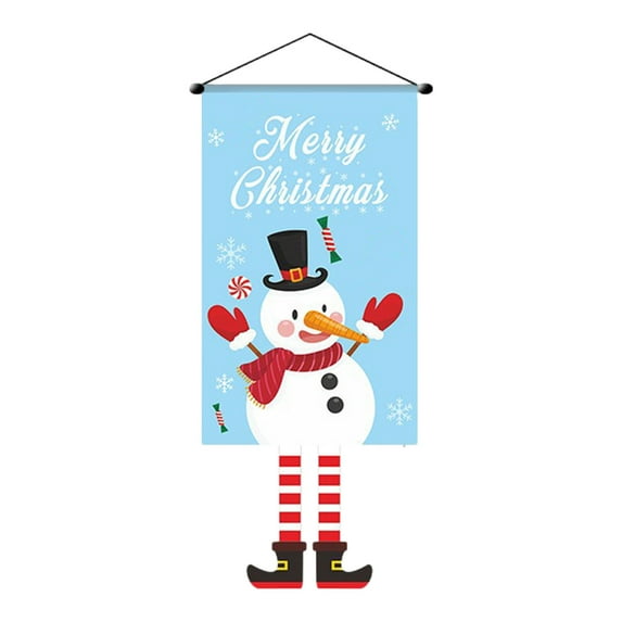 Leodye 1PCS Christmas Flag Hanging Cloth Winter Holiday Wall Decoration, Watercolor Buffalo Plaid Winter Holiday Yard Outdoor Decorative Flag-27.4x11.8x0.04in